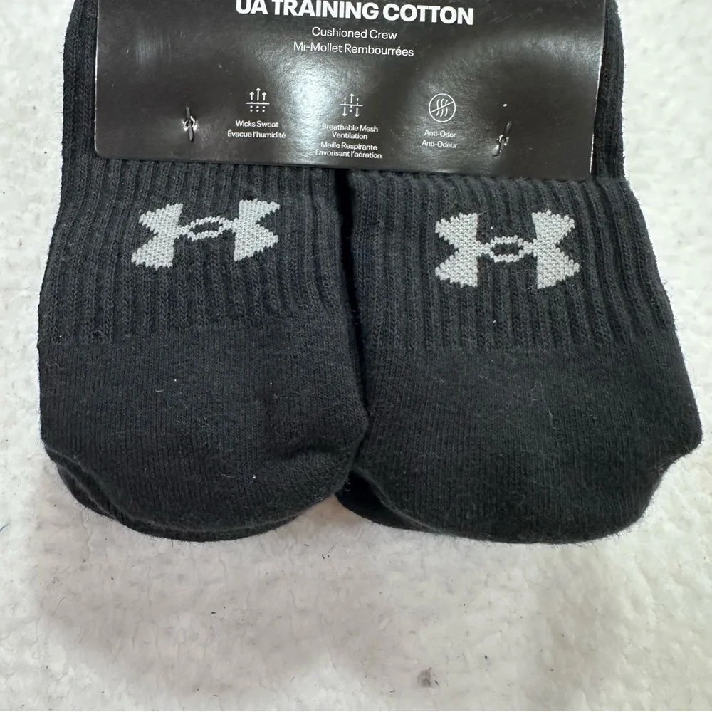 Kid’s Under Armour Black Training Cotton Crew Socks